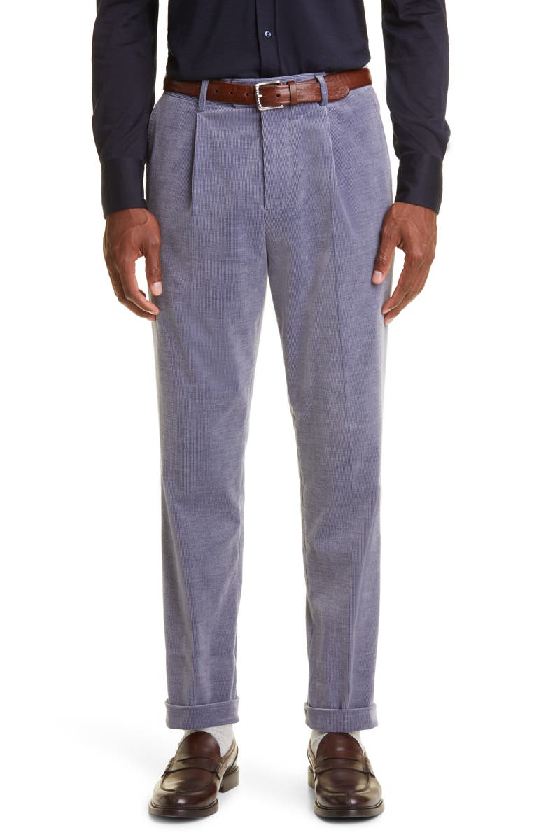 Brunello Cucinelli Men's Pleated Leisure Fit Corduroy Pants, Main, color,