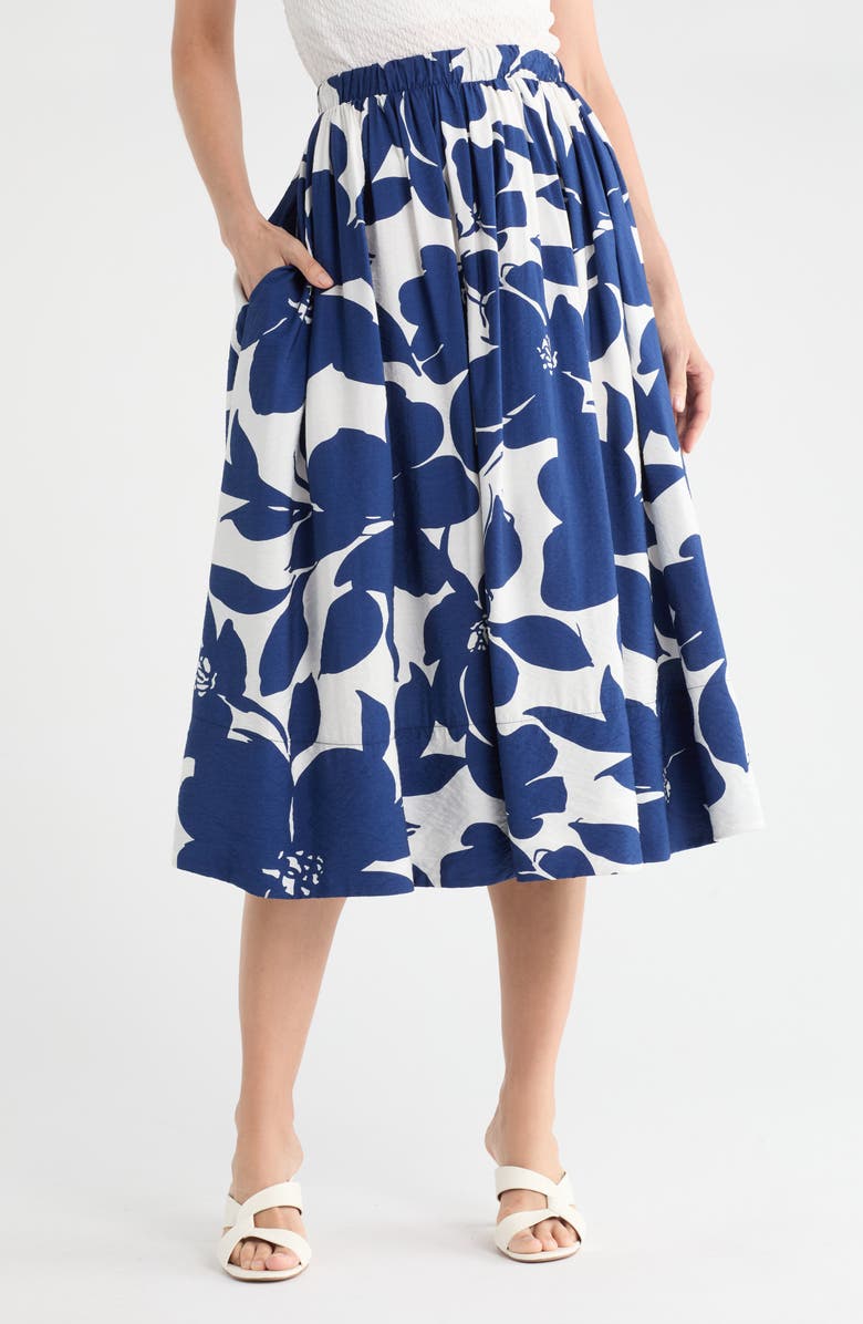 Renee C Floral Print Midi Skirt, Main, color,