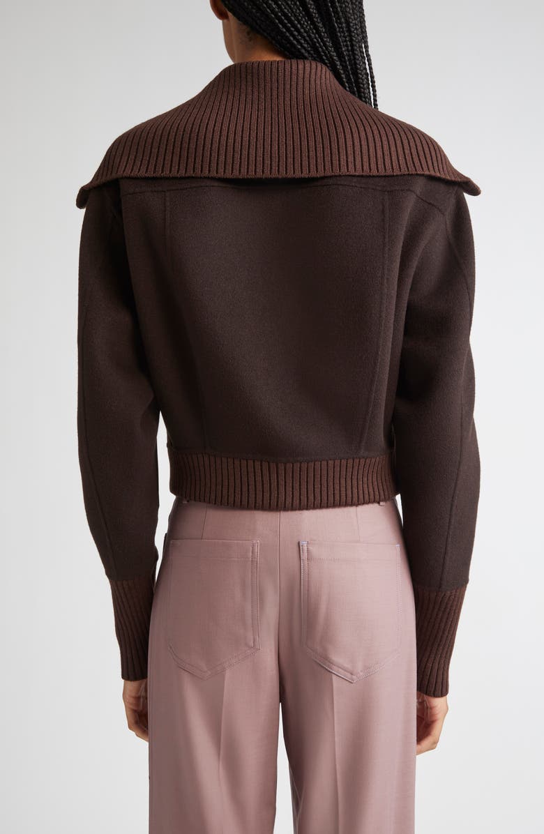 Victoria Beckham Double Face Wool & Cashmere Bomber Jacket, Alternate, color, Dark Chocolate / Coco