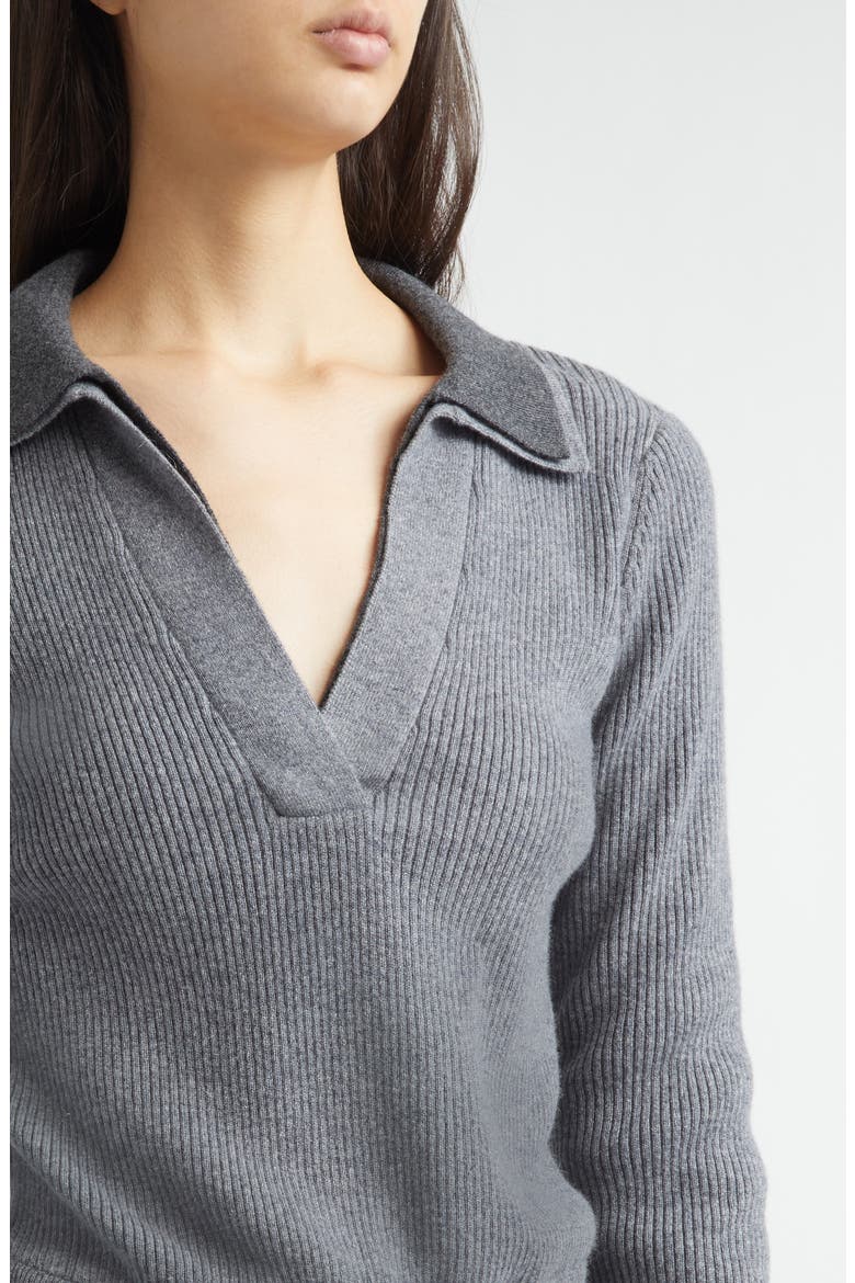 Doubled Cashmere Polo, Alternate, color, GREY/ IVORY