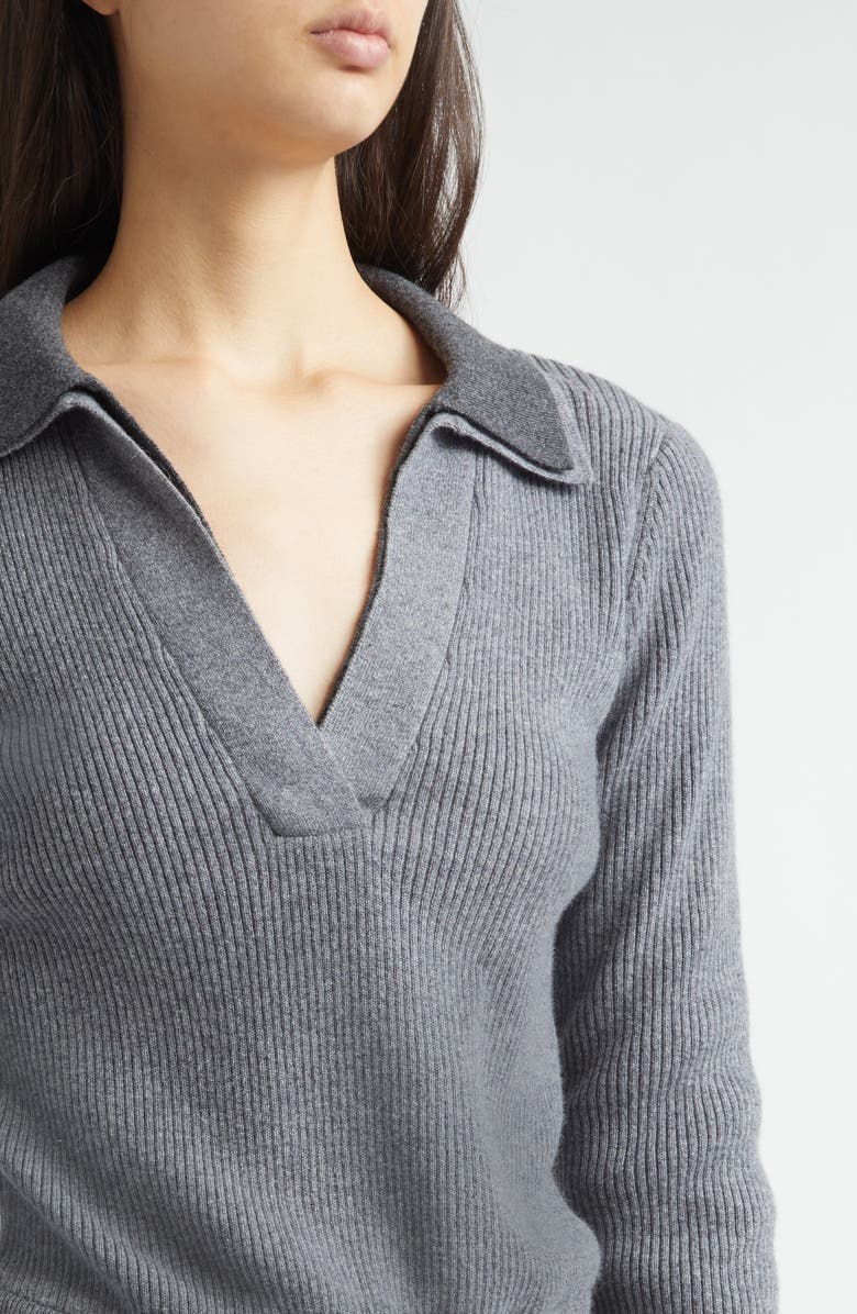 MONSE Doubled Cashmere Polo, Alternate, color, Grey/ Ivory