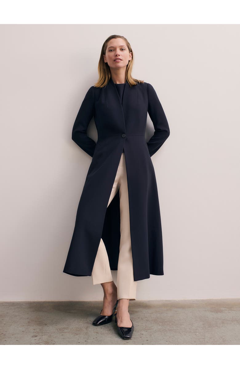 The Fold Finchley Crepe Coat, Main, color, Navy