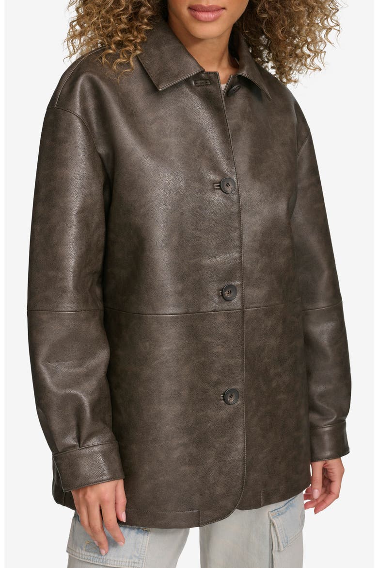 Oversize Faux Leather Relaxed Jacket, Main, color, ASH