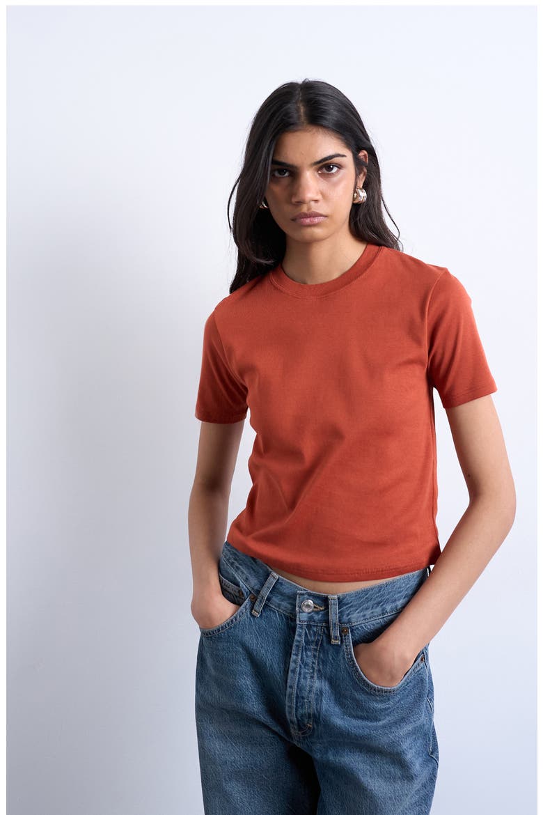Everyday Shrunken Cotton T-Shirt, Main, color, RUST
