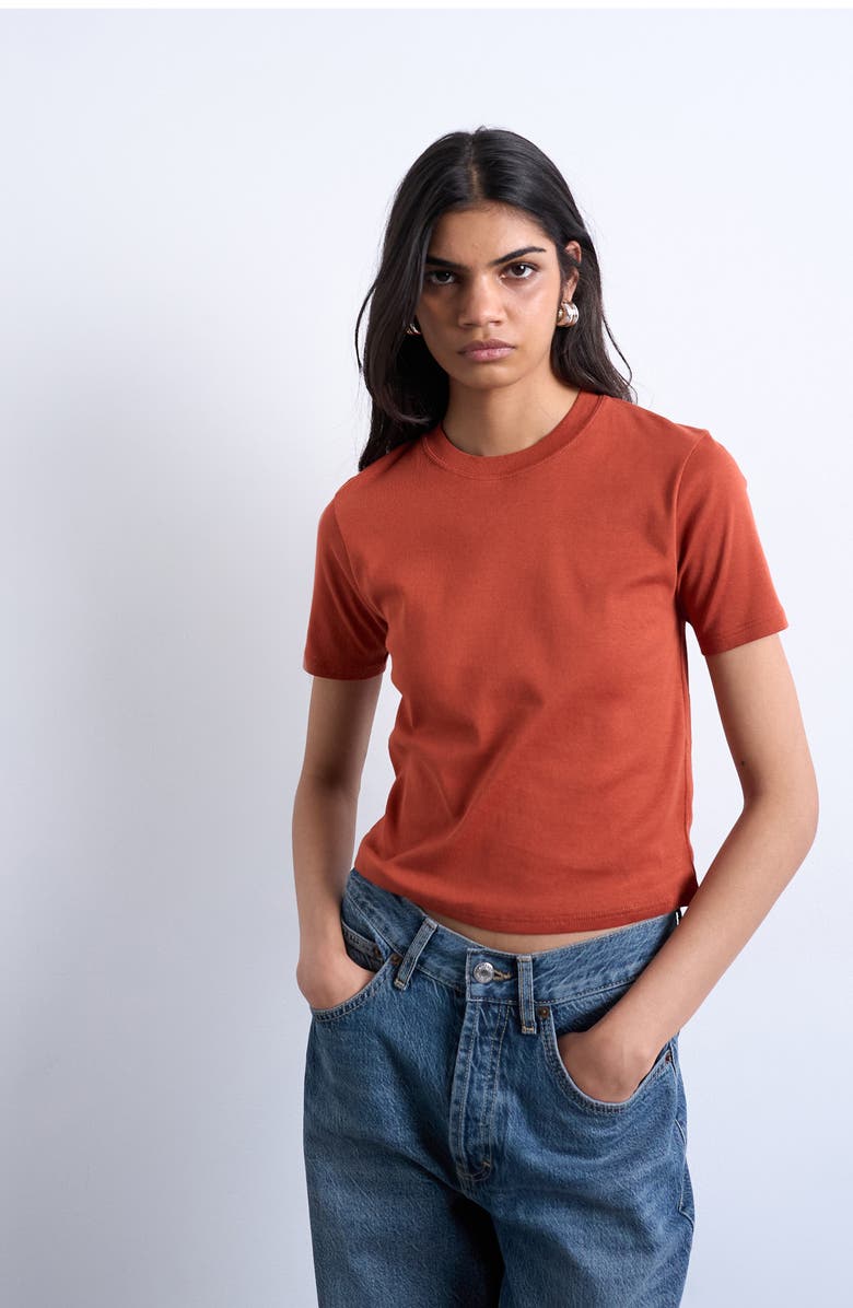 Topshop Everyday Shrunken Cotton T-Shirt, Main, color, Rust