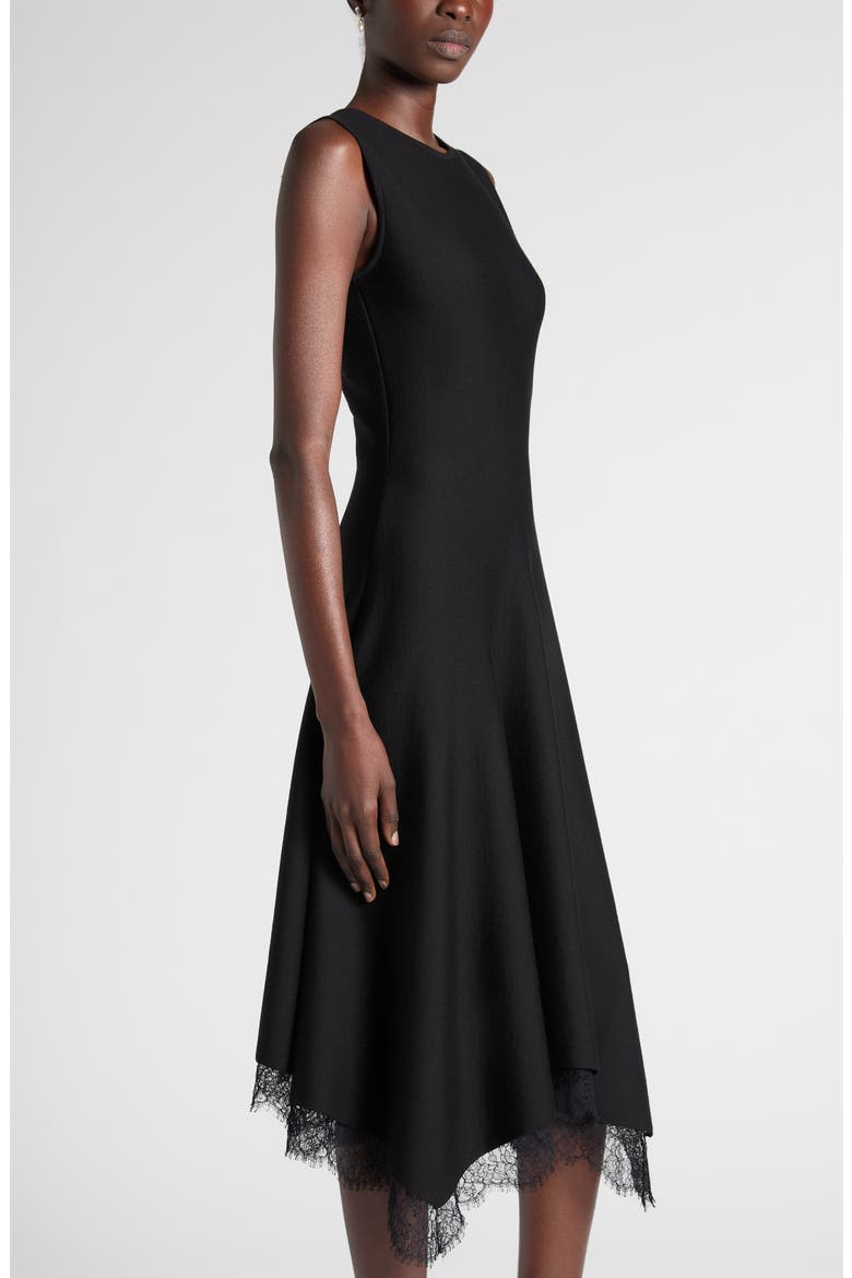 Lace Detail Asymmetric Dress, Alternate, color, BLACK