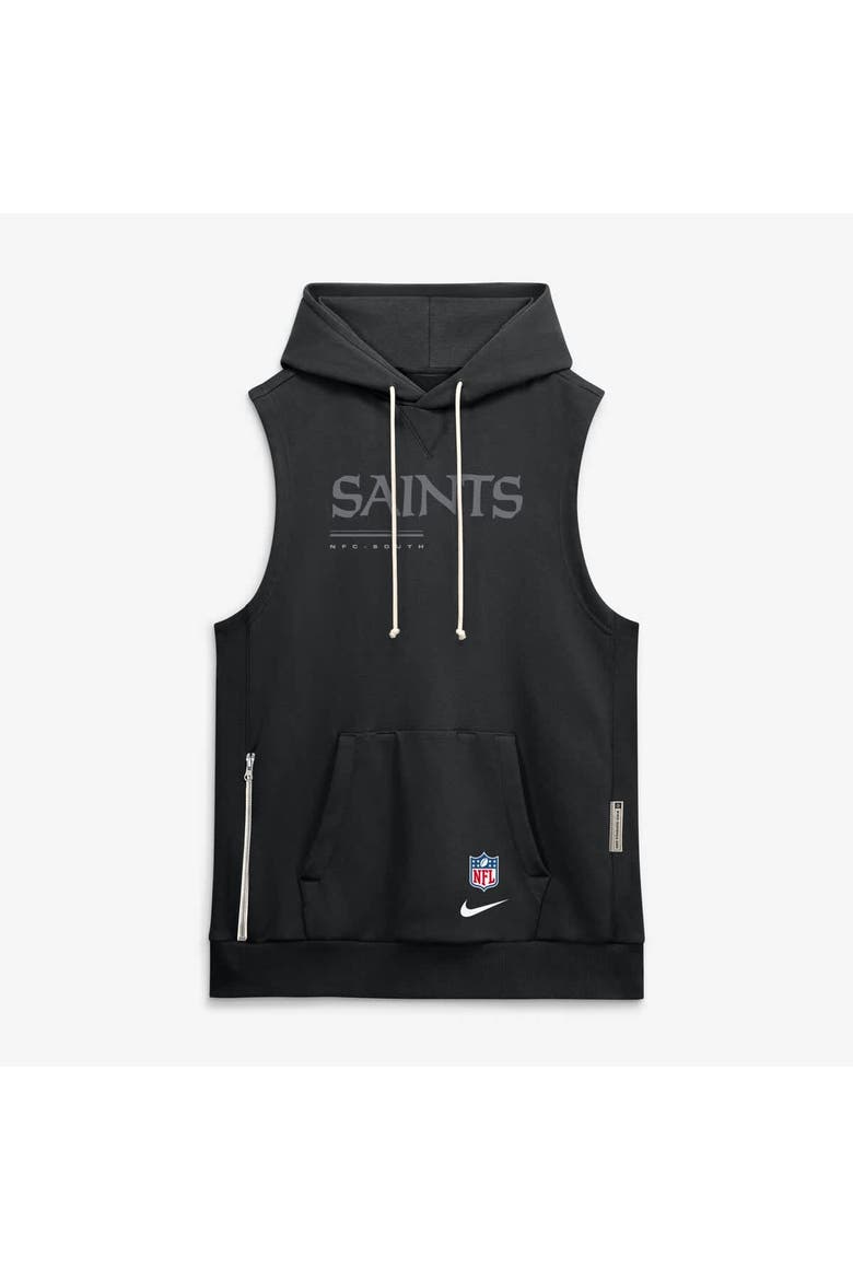Men's Nike Black New Orleans Saints Sideline Standard Issue Dri-FIT Sleeveless Hoodie, Alternate, color, Black