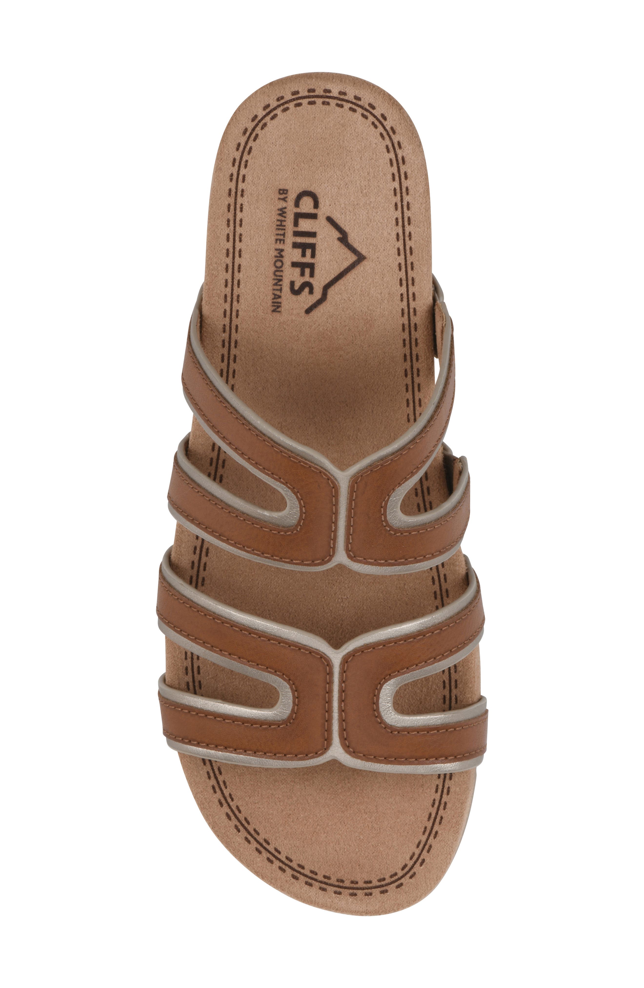 Tina Rose Slide Sandal, Alternate, color, COGNAC/ PALE GOLD