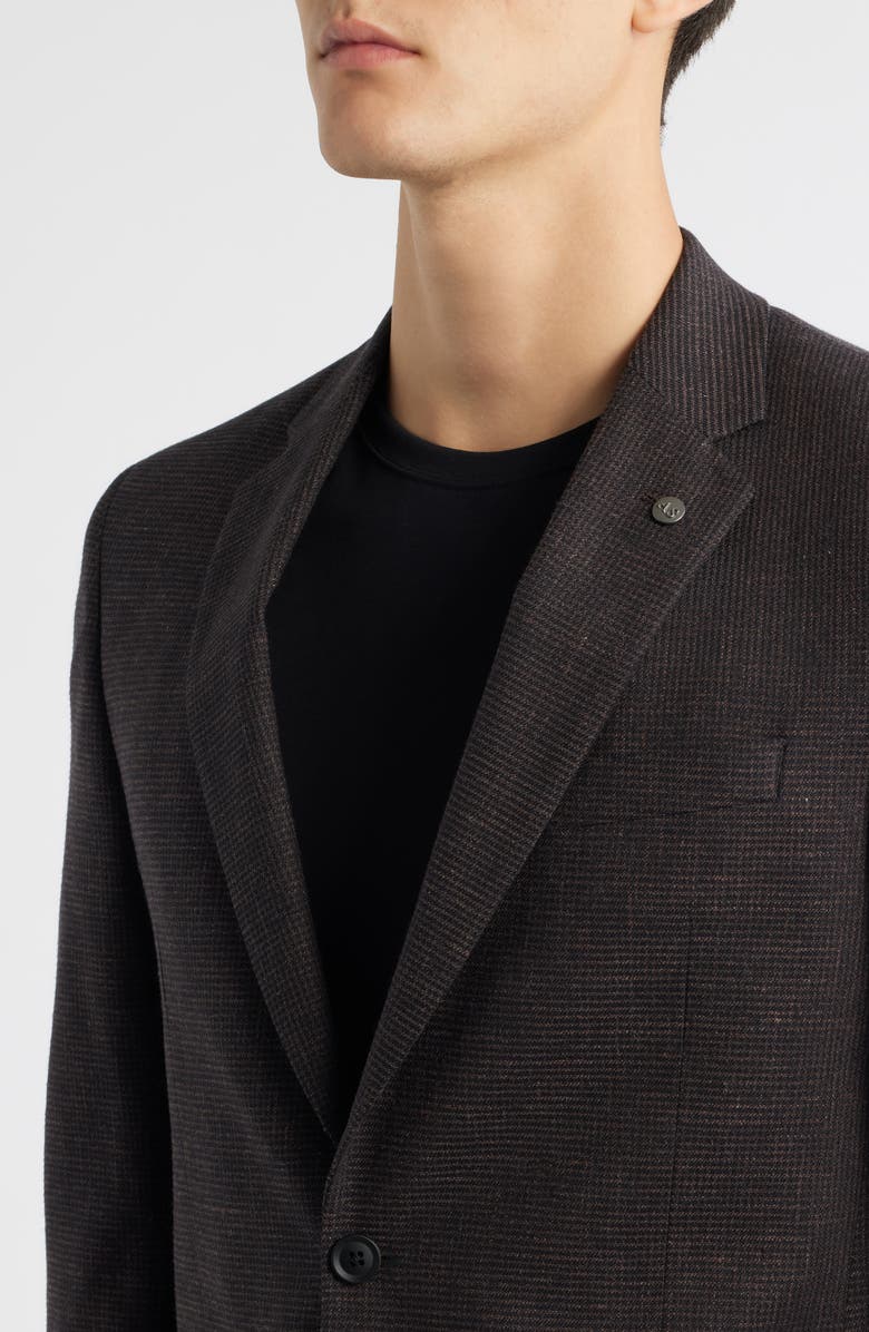 AllSaints Ross Slim Fit Houndstooth Sport Coat, Alternate, color, Brown