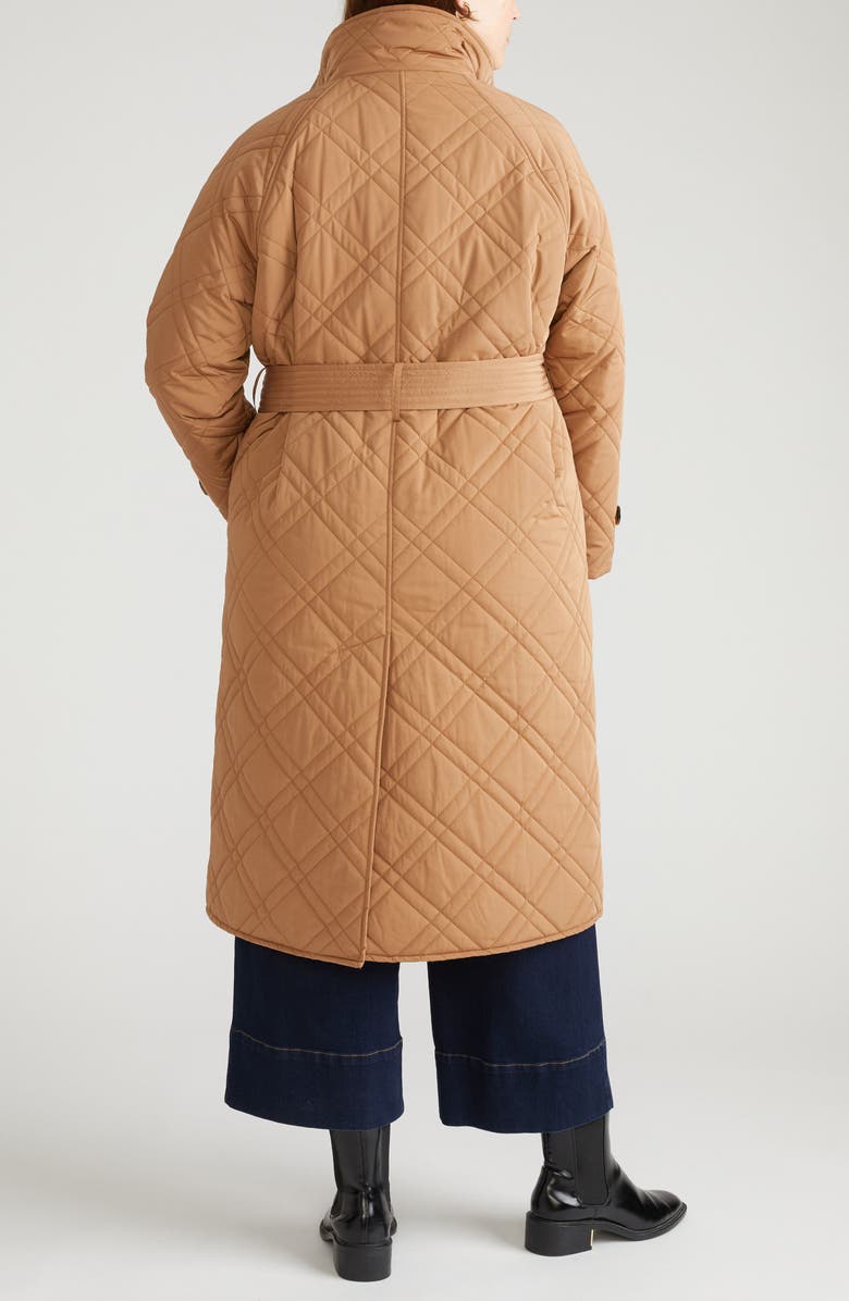 Universal Standard Nehra Quilted Coat, Alternate, color, Camel Brown