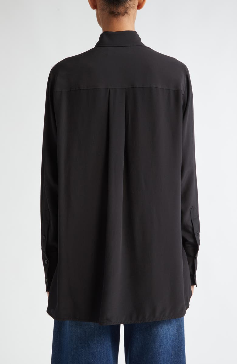 Victoria Beckham Contrast Bib Mixed Media Button-Up Shirt, Alternate, color,