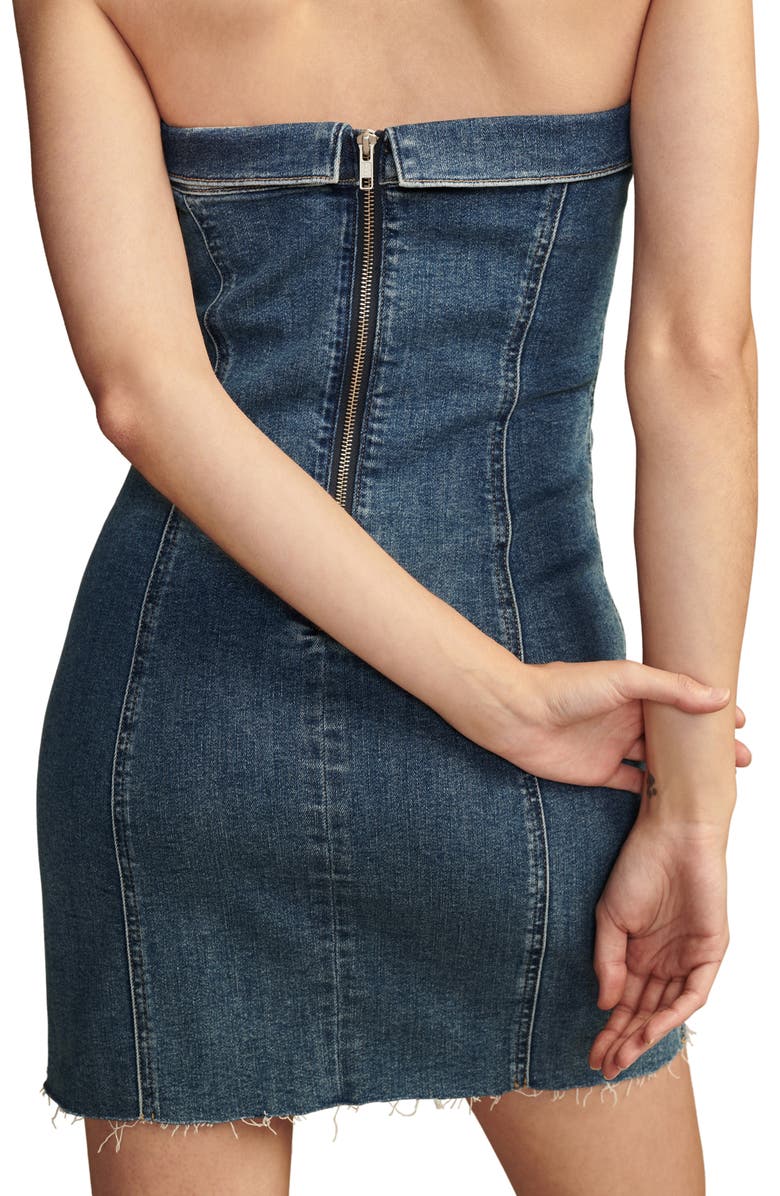 Lucky Brand Strapless Corset Denim Minidress, Alternate, color, 