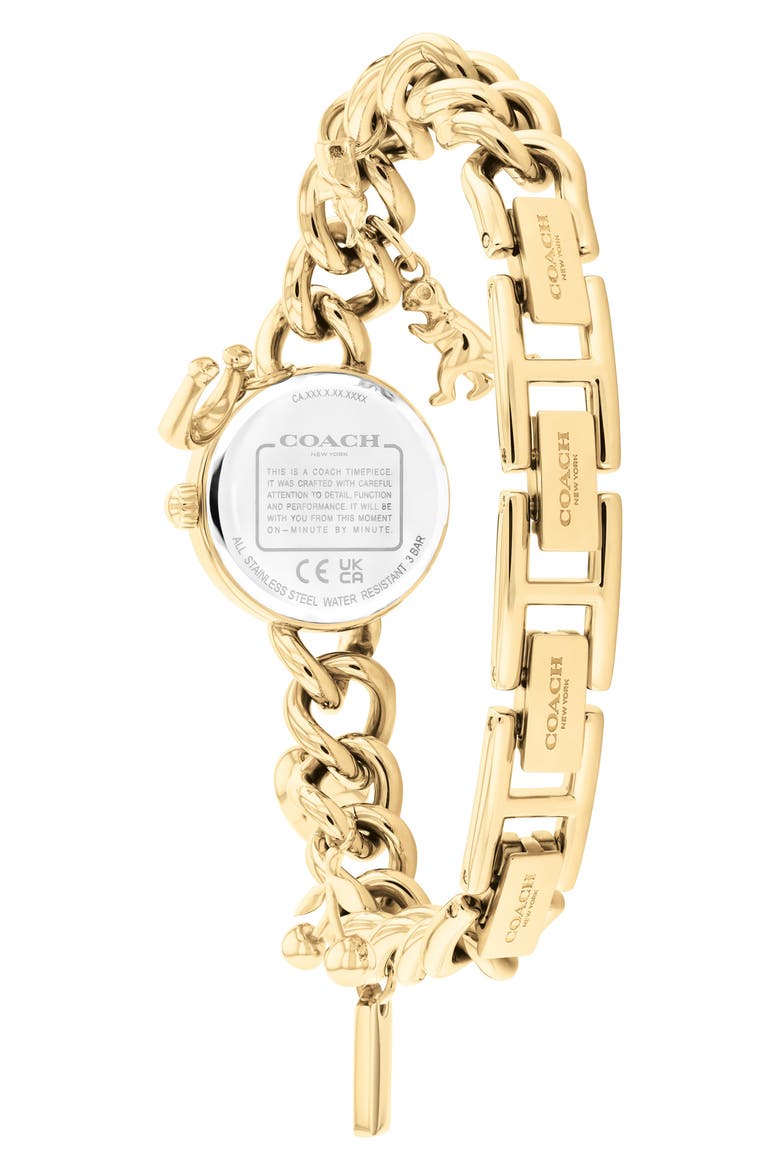 Iris Goldtone Charm Bracelet Watch, 22.5mm, Alternate, color, GOLD