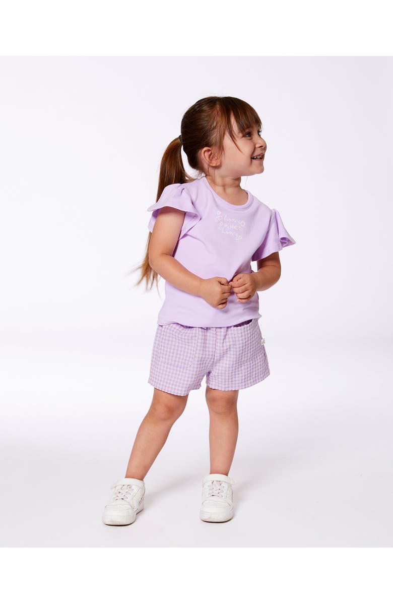 Deux par Deux Girl's Printed Gingham Short Lilac And Pink, Alternate, color, Lilac And Pink