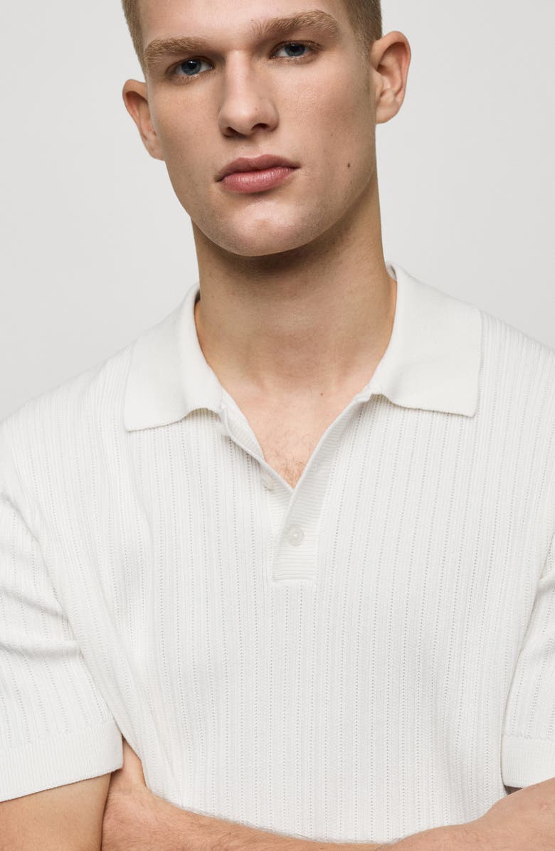 MANGO Rib Polo Shirt, Alternate, color, White