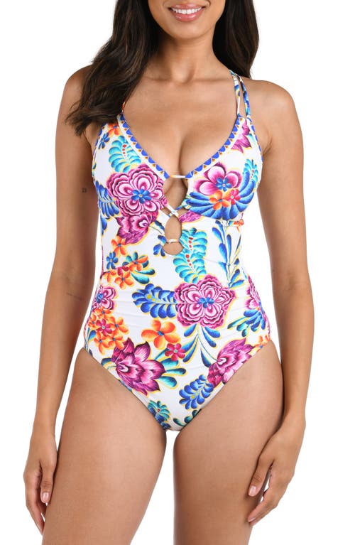 La Blanca Paradiso Lace-up One-piece Swimsuit In White