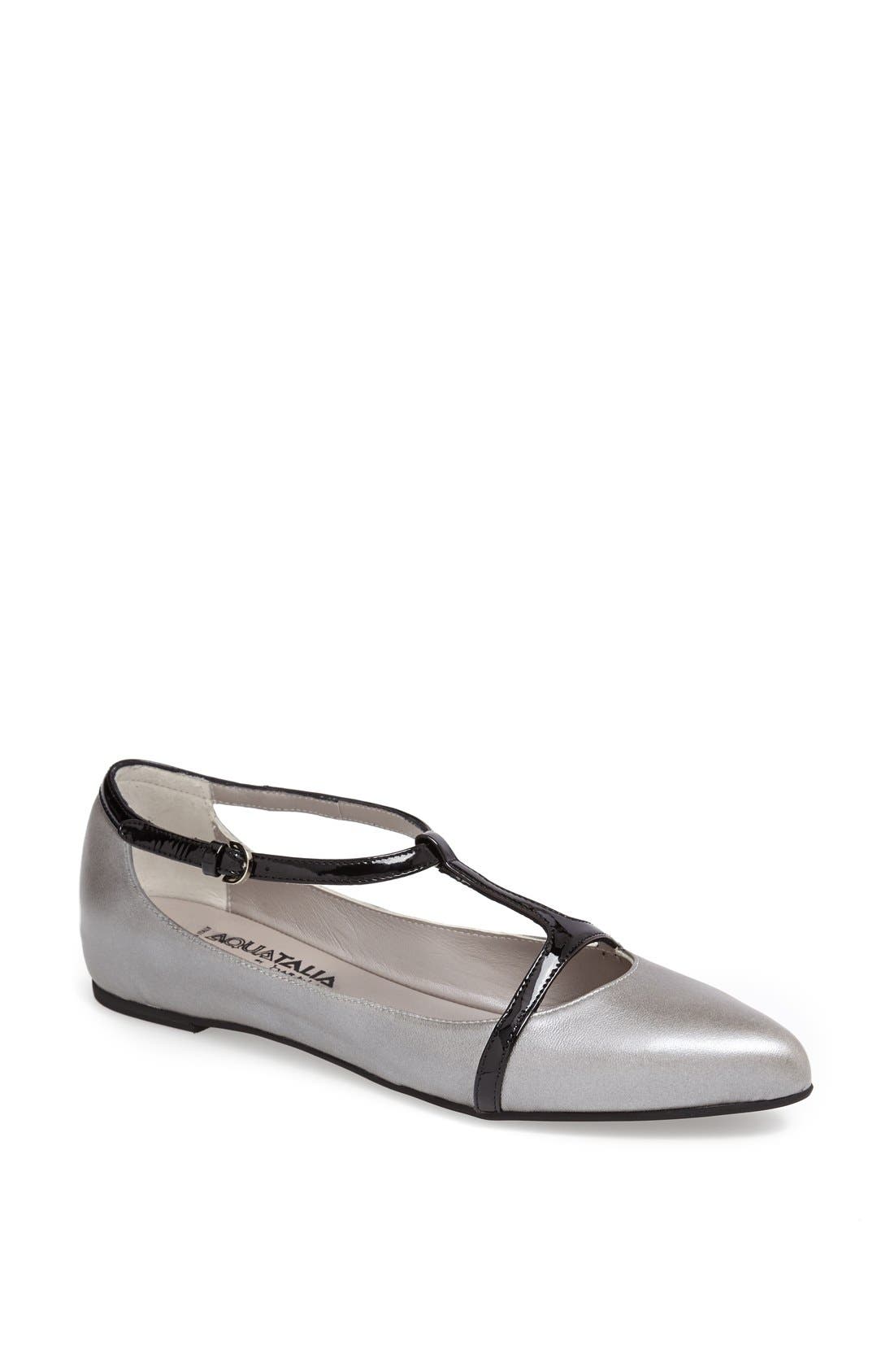 by Marvin K. 'Yasmine' Two Tone Waterproof Leather Flat, Main, color, IRON/ BLACK