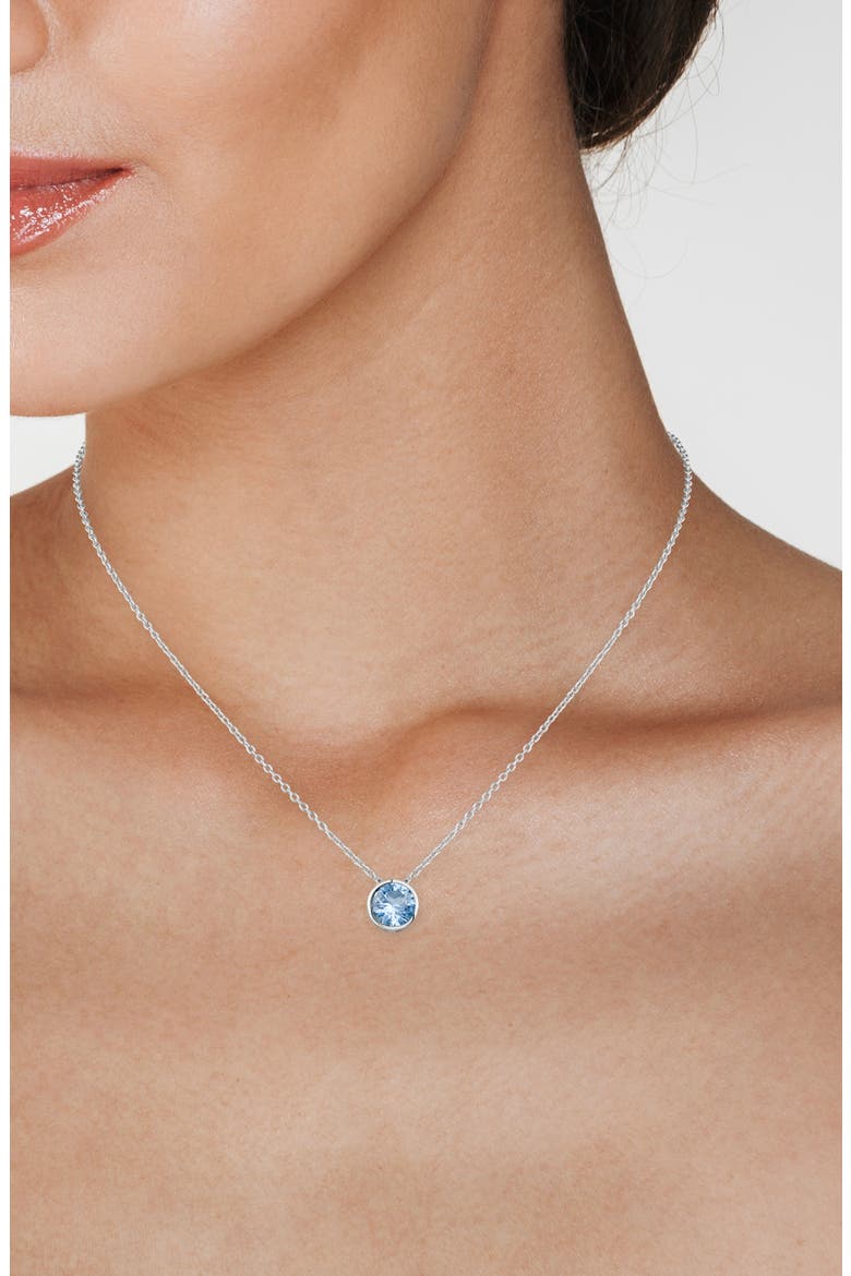 Bezel Cubic Zirconia Pendant Necklace, Alternate, color, AQUAMARINE/ SILVER