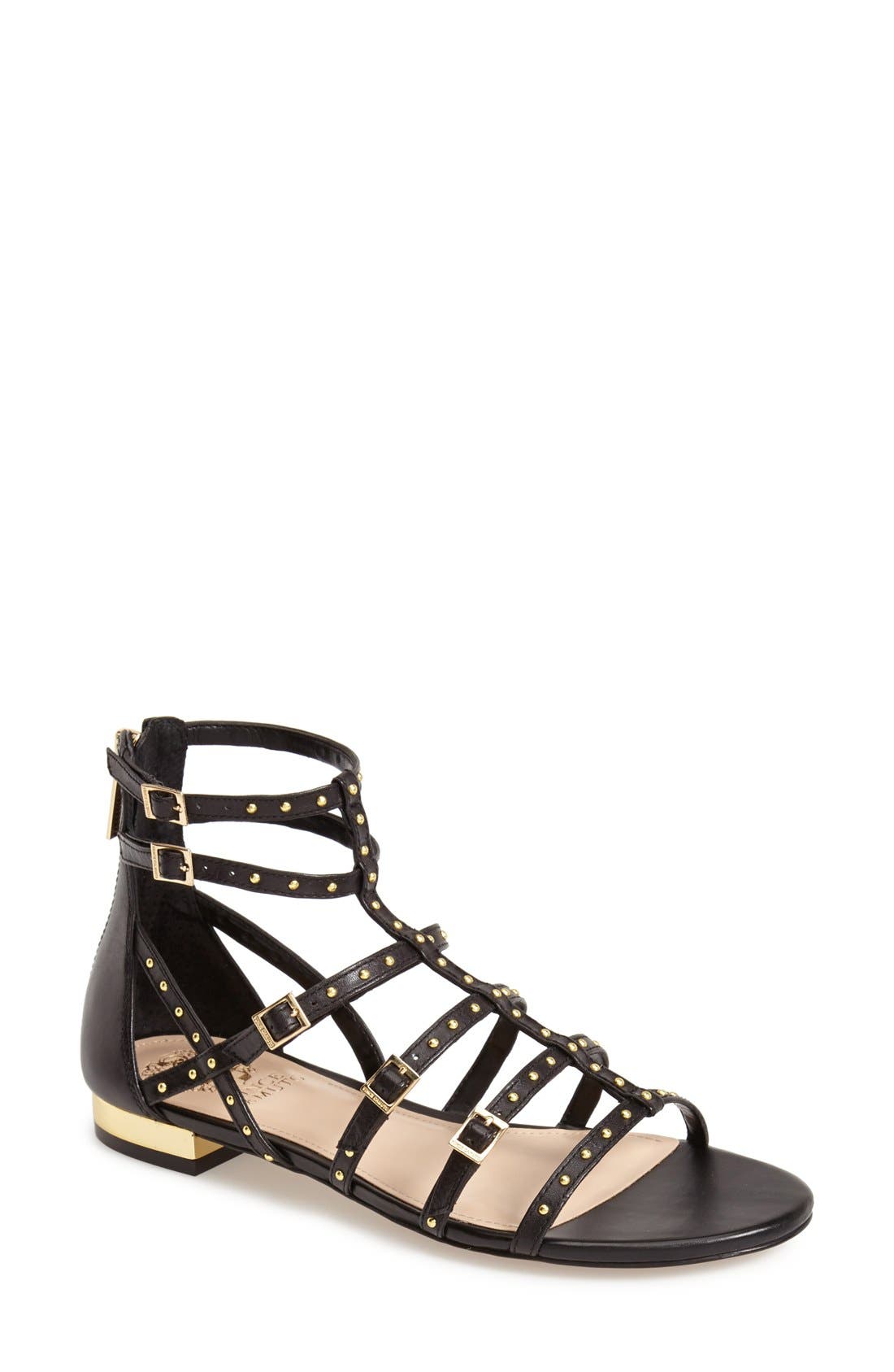 Vince Camuto 'Hevelli' Studded Leather Gladiator Sandal, Main, color, 