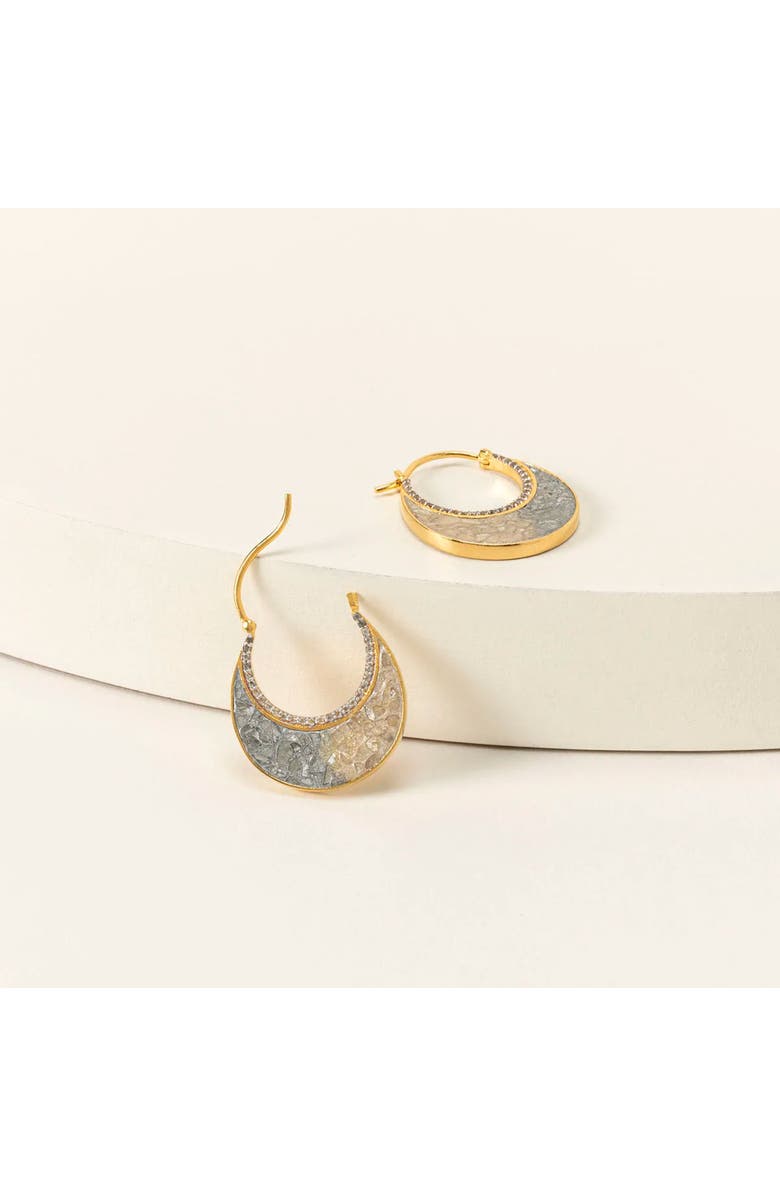 Uncommon Goods Sliced Raw Diamond Crescent Earrings by Shana Gulati, Main, color, Gold
