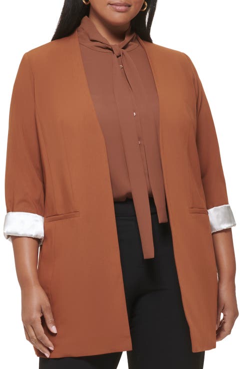 Lux Open Roll Tab Sleeve Blazer (Plus Size)