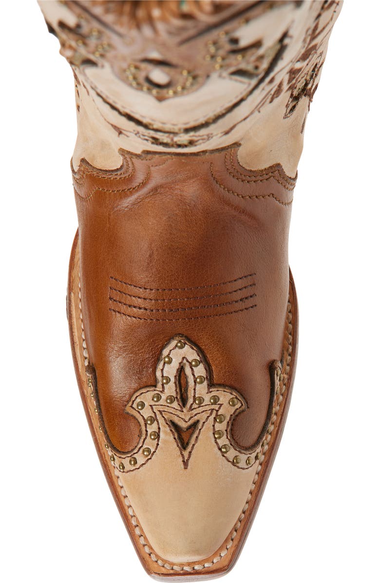 CORRAL Horseshoe Overlay Western Boot, Alternate, color, Honey