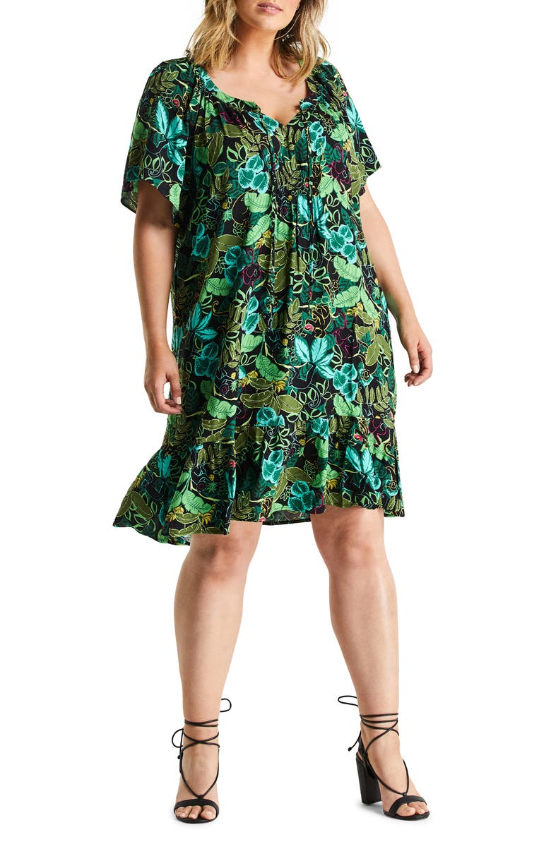 Estelle Wild Heart Leaf Print Dress, Main, color,