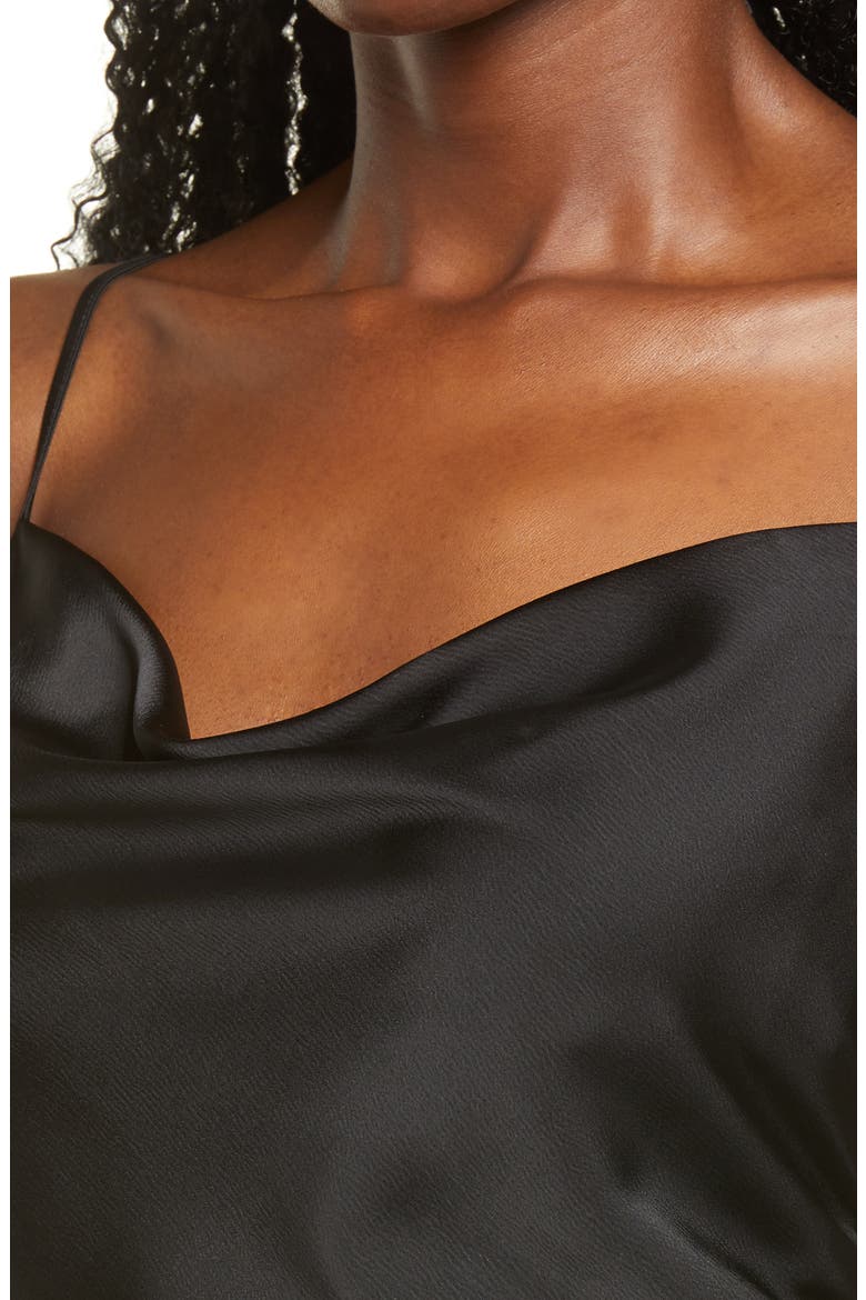 Leola Cowl Ruched Minidress, Alternate, color, BLACK SATIN