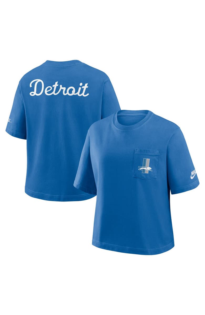 Nike Women's Nike Blue Detroit Lions Rewind Pocket Boxy T-Shirt, Alternate, color, Blue