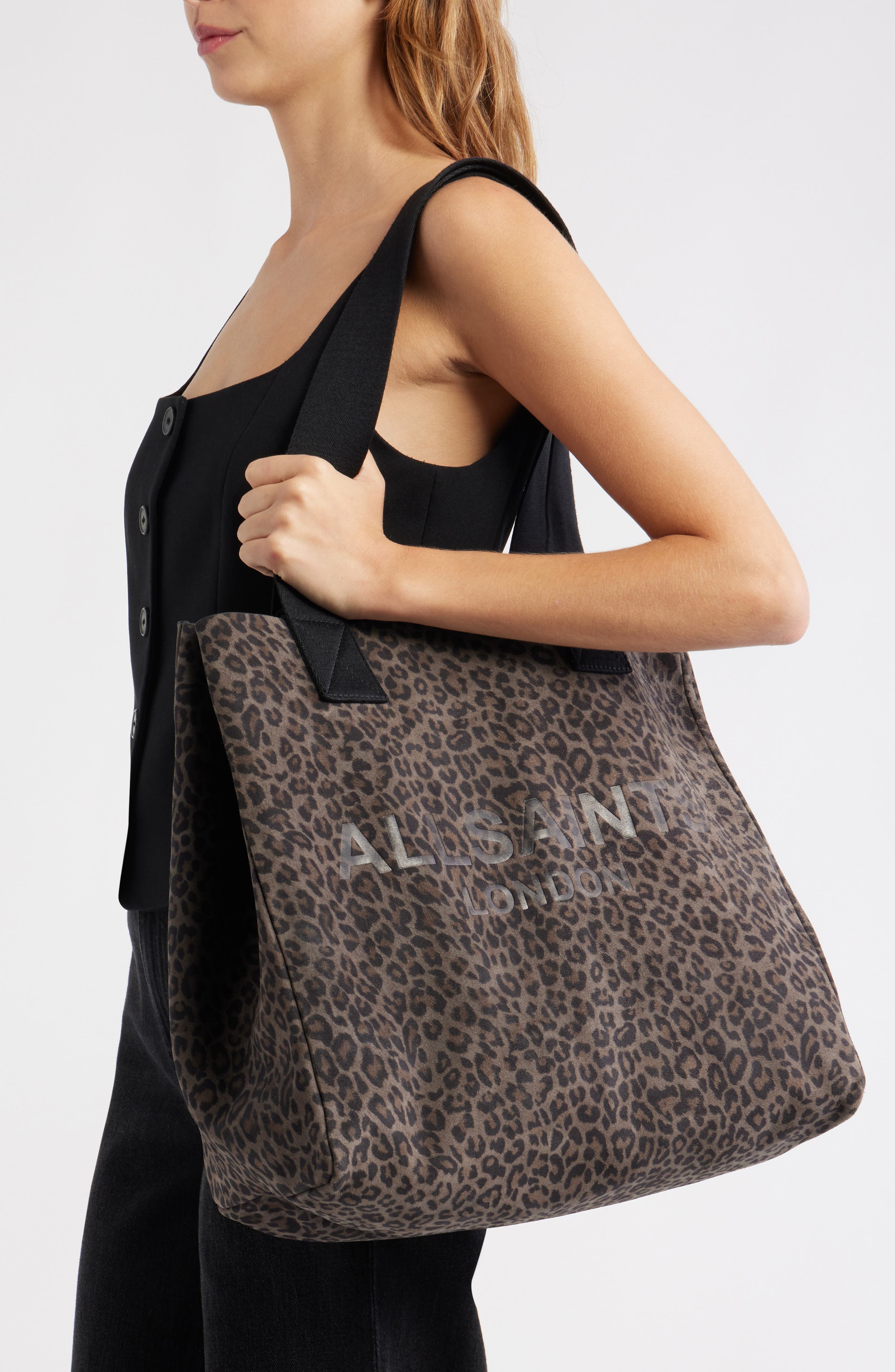 AllSaints Izzy Leather Tote, Alternate, color, Leppo Brown