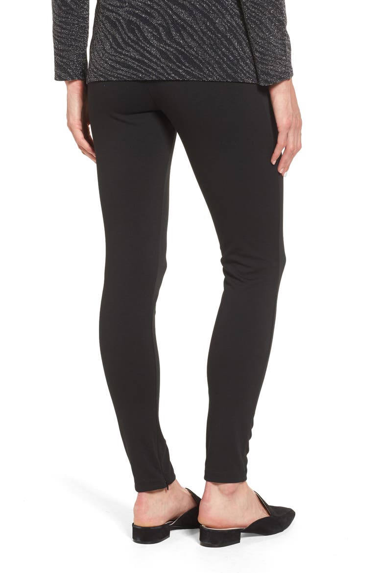 Zip Ankle Ponte Knit Leggings, Alternate, color, RICH BLACK