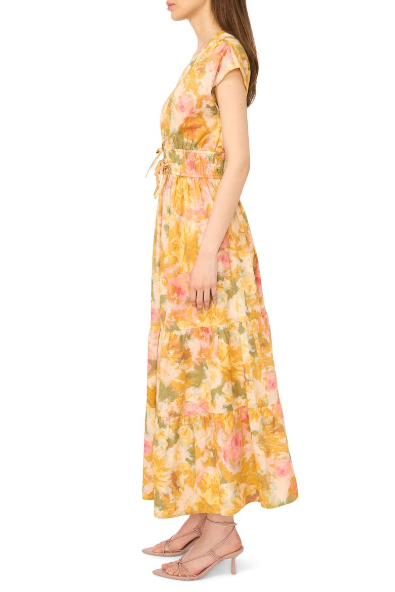 V-Neck Cotton Midi Dress, Alternate, color, HARVEST GOLD