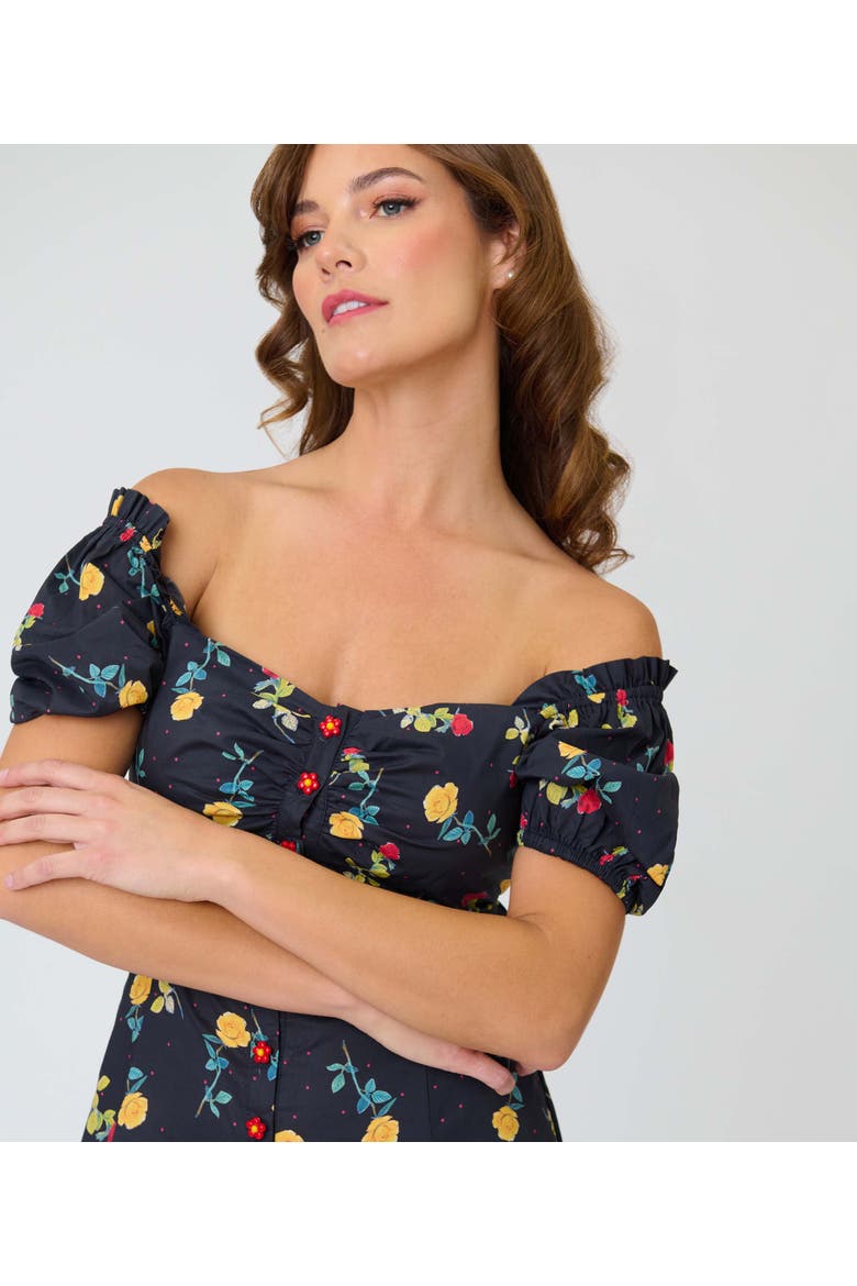 Sweetheart Midi Dress, Alternate, color, Black Floral Print