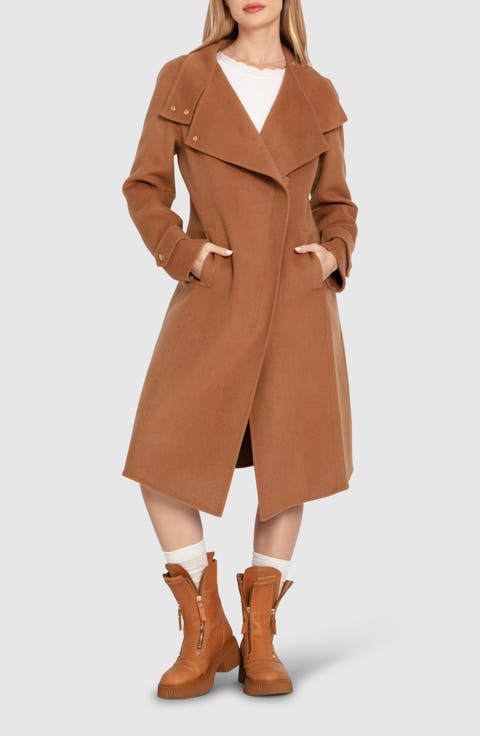 Envy Me Asymmetric Zip Wool Blend Coat