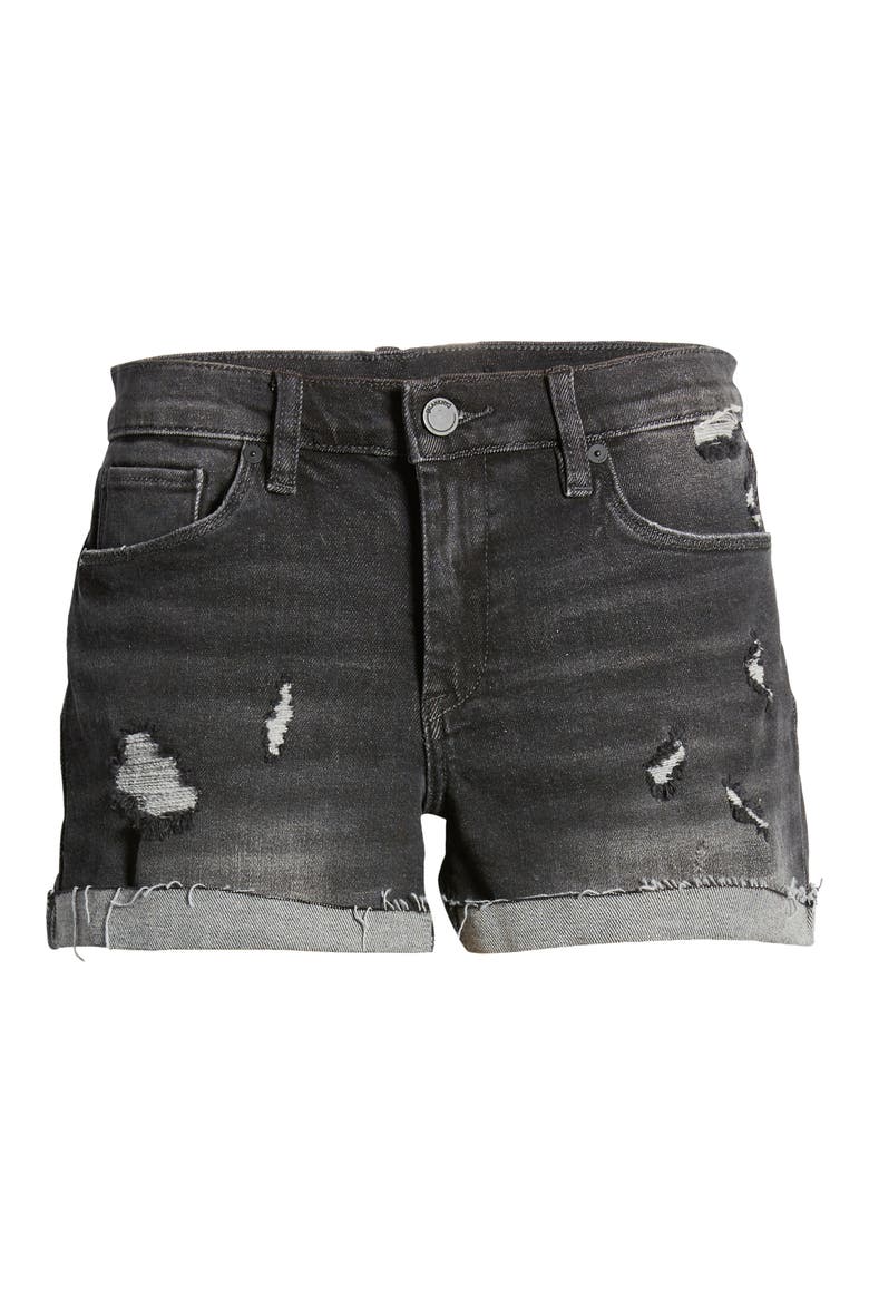 Dress Down Party Washed Black Cutoff Denim Shorts, Alternate, color, SNEAK PREVIEW