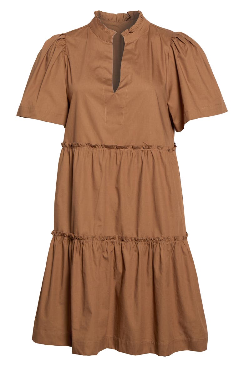 Amelia Tiered Babydoll Dress, Alternate, color, BROWN