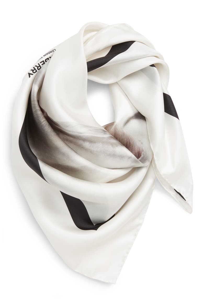 Unicorn Graphic Square Silk Scarf, Alternate, color, WHITE