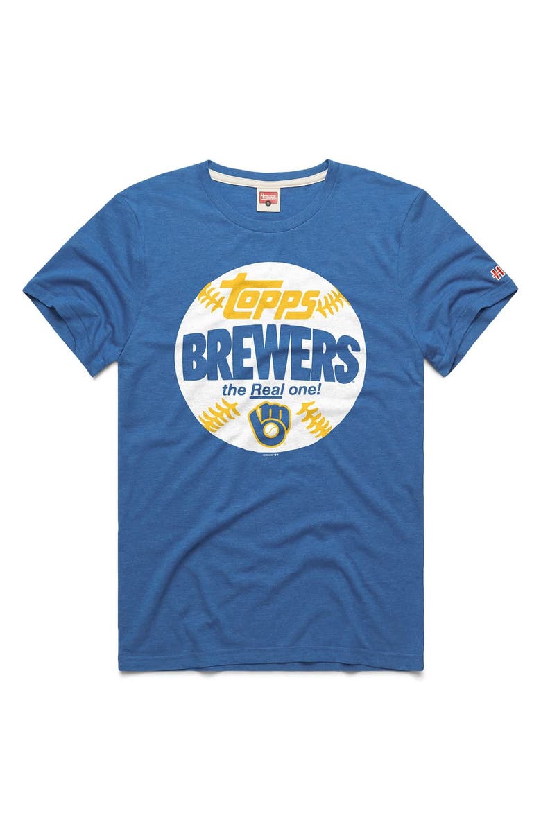 Homage Men's Homage Royal Milwaukee Brewers MLB x Topps Baseball The Real One Tri-Blend T-Shirt, Alternate, color, Royal