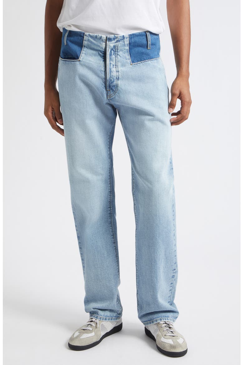 Waistless Straight Leg Jeans, Main, color, SHADES OF INDIGO BLUE
