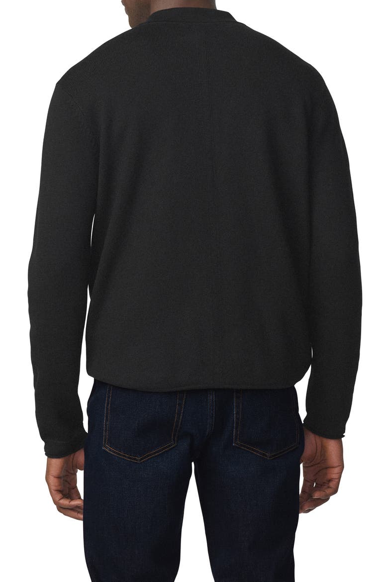Long Sleeve Merino Wool Polo, Alternate, color, BLACK