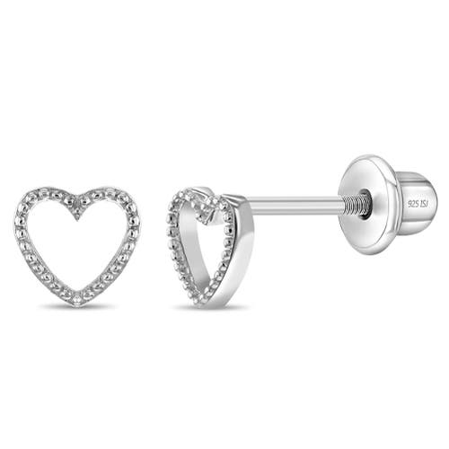In Season Jewelry Tiny Open Textured Heart Earrings in Silver at Nordstrom
