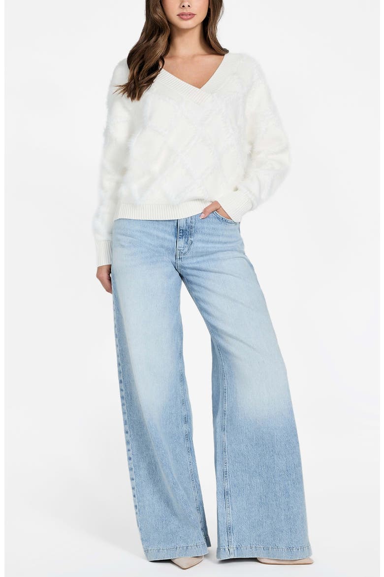 Diamond Stitch Sweater, Alternate, color, WHITE