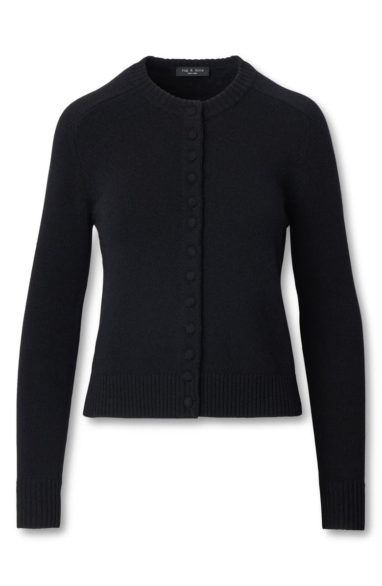 rag & bone Wallace Crewneck Cardigan, Alternate, color, Black