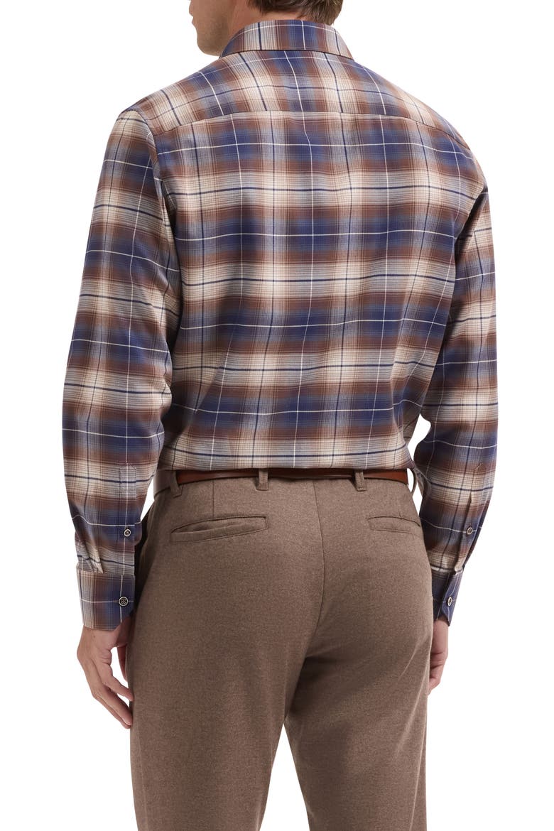 Julian Plaid Cotton & Cashmere Button-Up Shirt, Alternate, color, TOBACCO