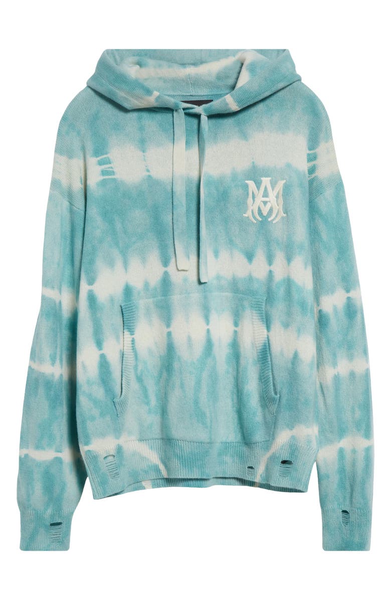 AMIRI Tie Dye Cashmere & Wool Hoodie, Alternate, color, Sea Blue
