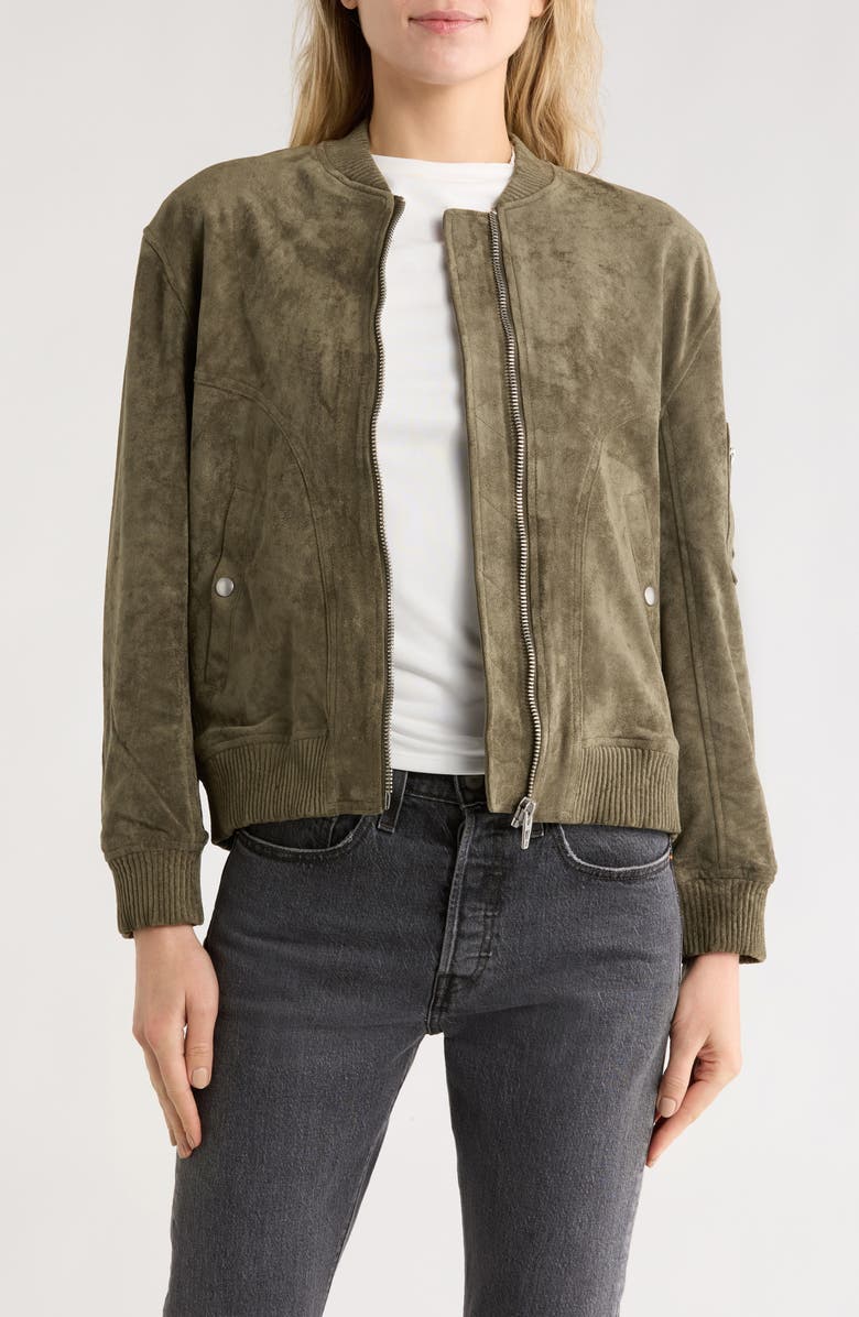 BLANKNYC Faux Suede Bomber Jacket, Main, color, Take A Hike