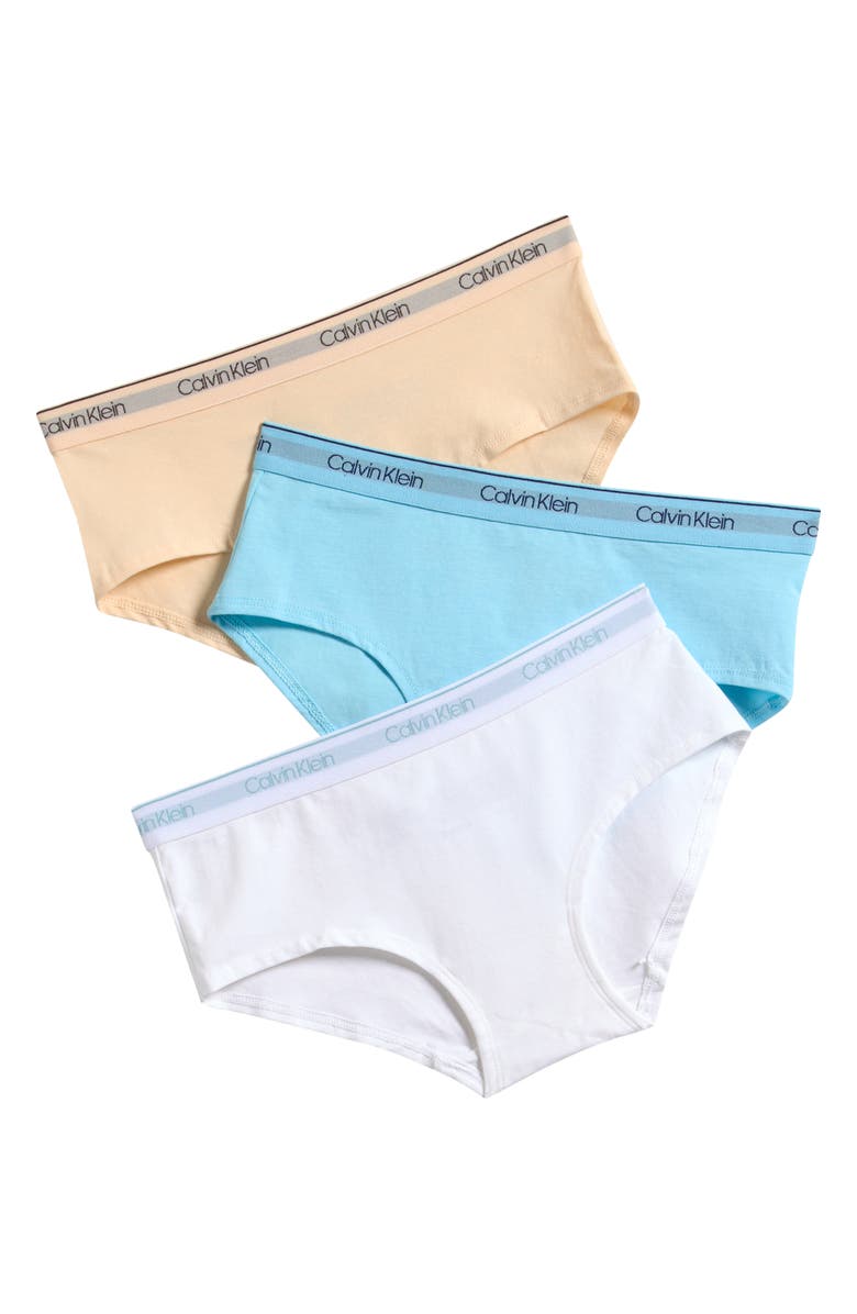 Calvin Klein Kids' 3-Pack Hipster Briefs, Main, color, Blue Freeze/ White/ Sand