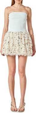 Endless Rose Feather & Sequin Strapless Minidress