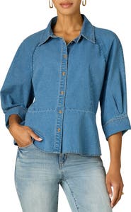 Wit & Wisdom Peplum Denim Shirt