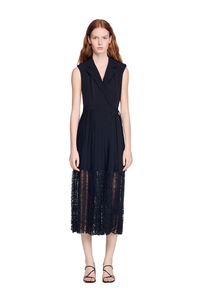 Lace collar maxi dress, Main, color, Black